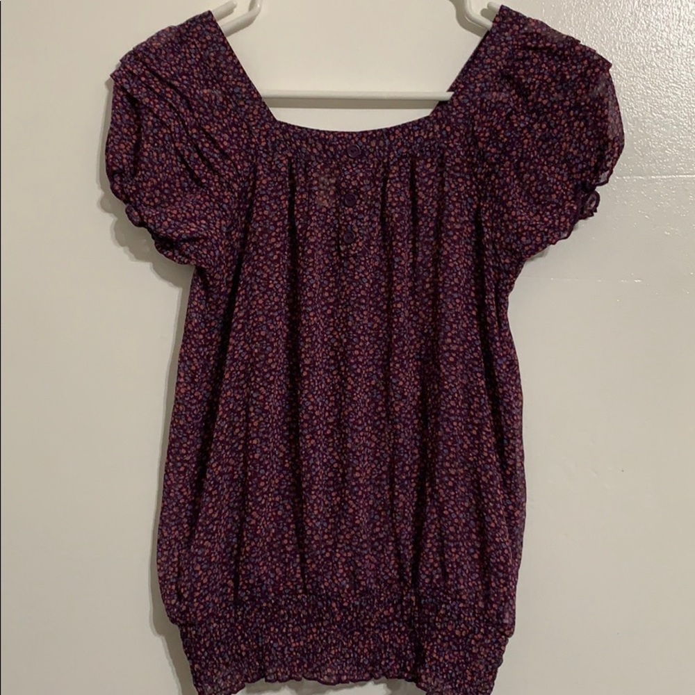 🔥Mossimo Supply co purple floral short sleeve top